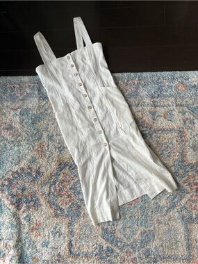 Babaton White Button-Down Linen Blend Dress